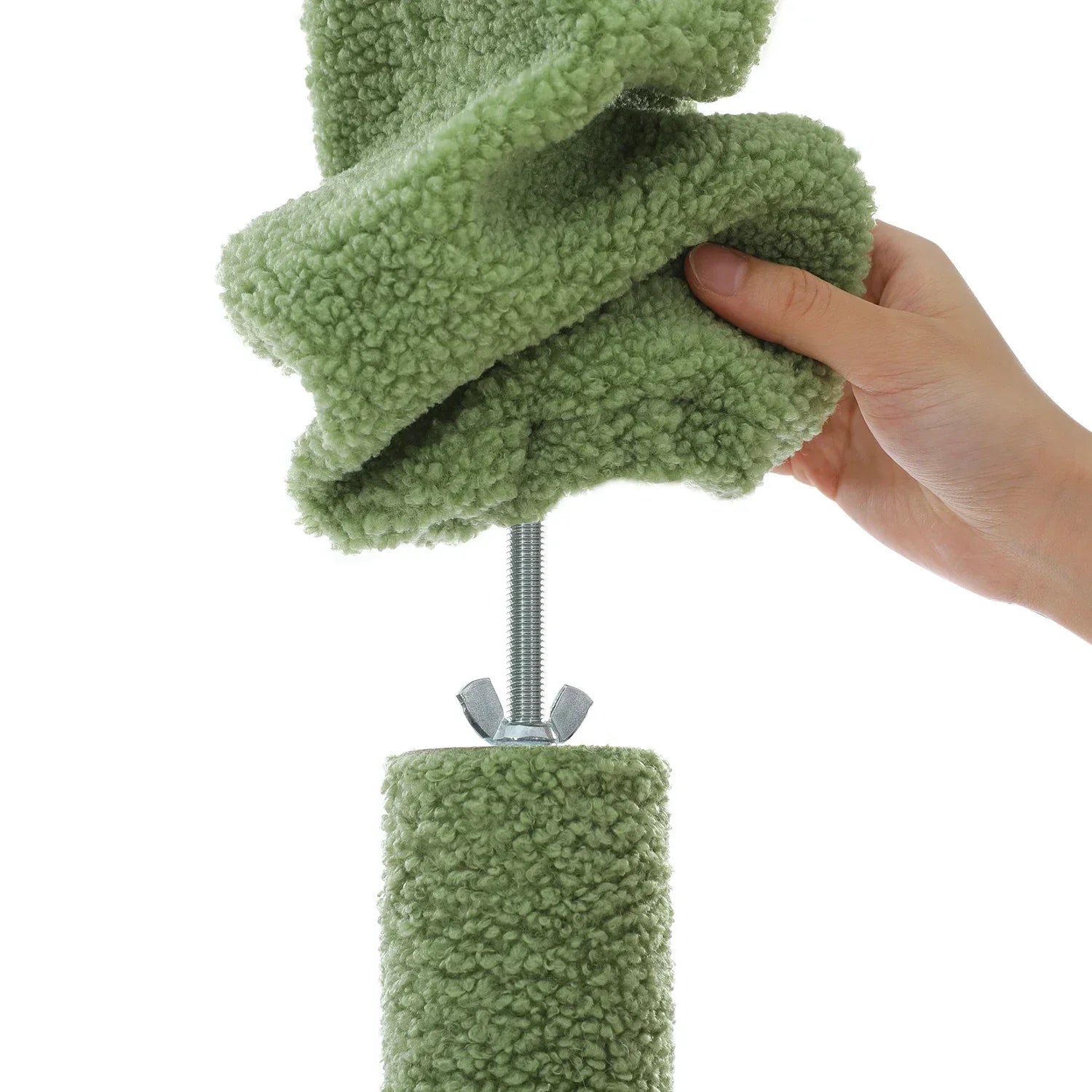Dailypets Tall Cactus Cat Tree with Rattan Hanging Bed, Cozy Hideaway and Multi-Level Platforms