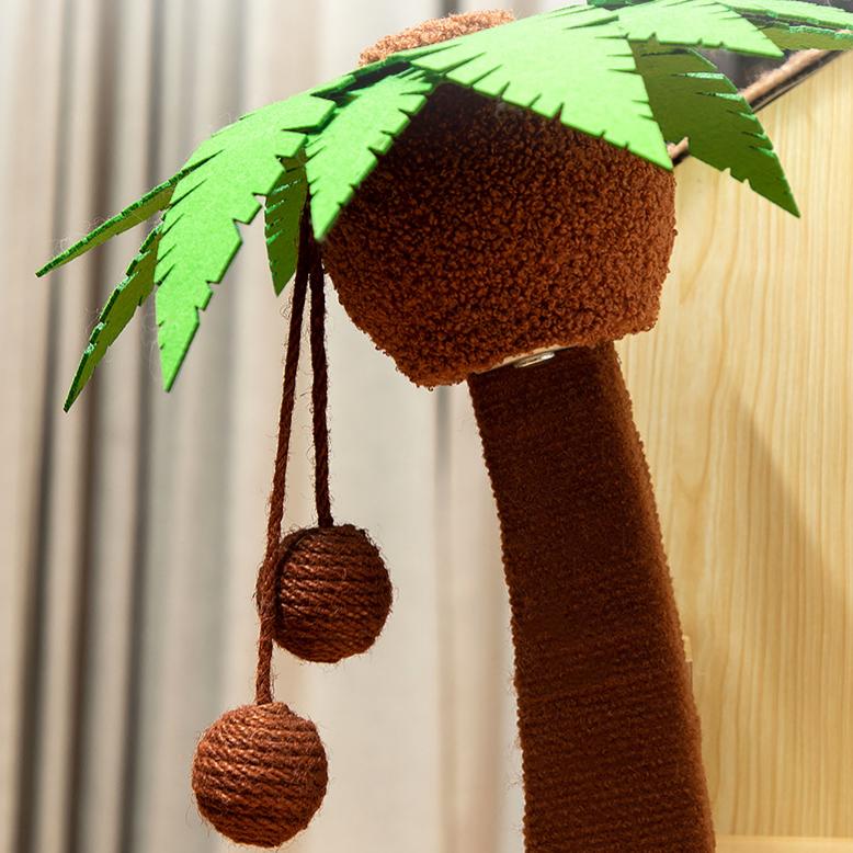 Dailypets Coconut Tree Cat Tree with Hammock and Cozy Cabin for Senior Indoor Cats