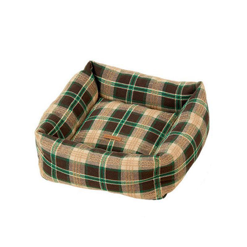 Dailypets Retro Cat Sofa Bed – Cushioned Plaid Pet Bed with Removable Cover