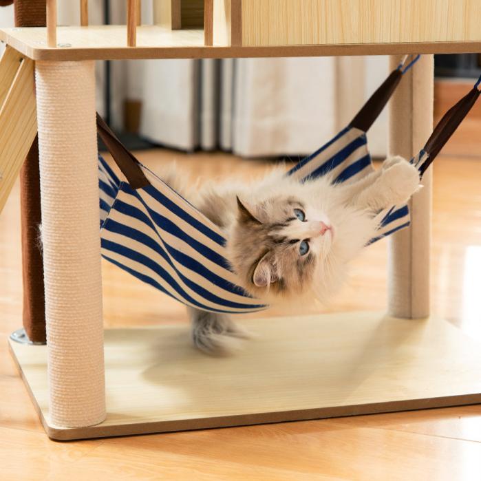 Dailypets Coconut Tree Cat Tree with Hammock and Cozy Cabin for Senior Indoor Cats