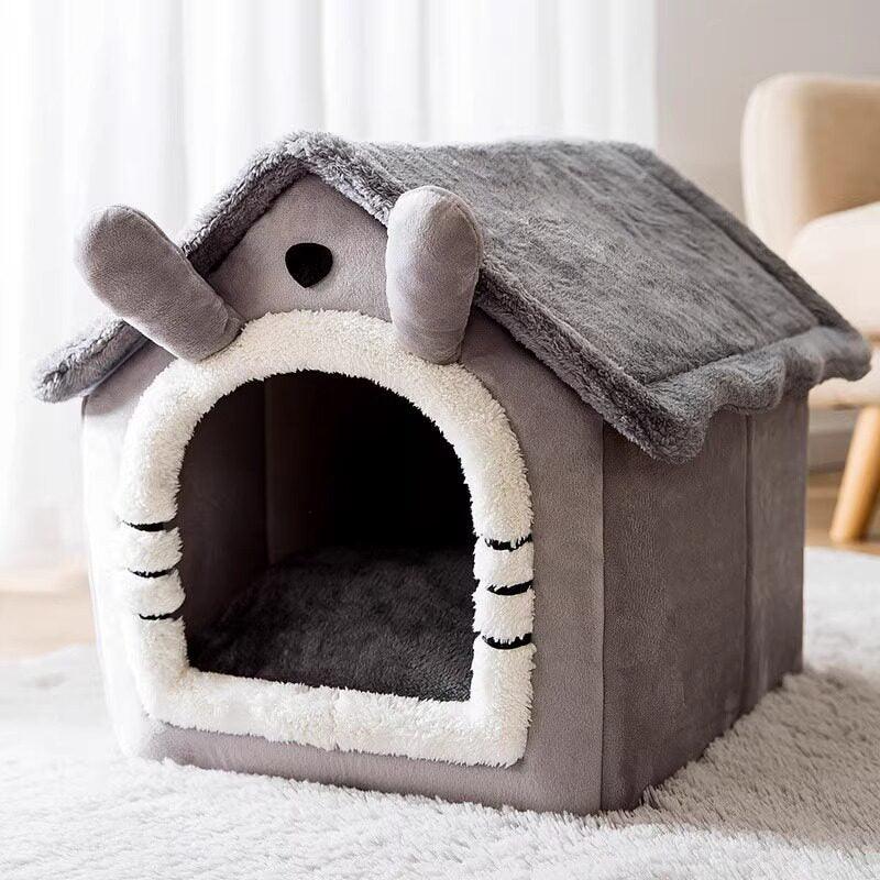 Dailypets Plush Rabbit Cat Cave Bed with Cozy Enclosed Design for Warm Indoor Comfort