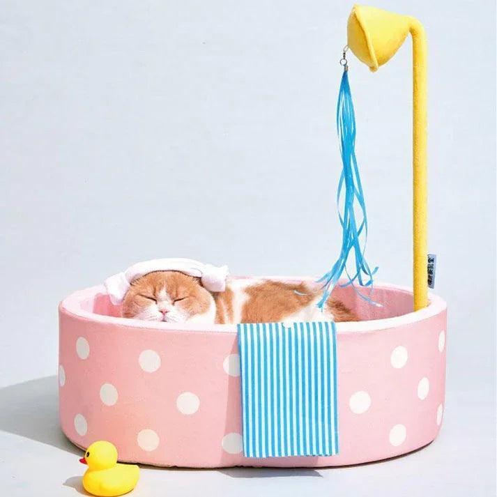 Dailypets Bubble Tub Cat Bed – Cozy Pink Cave Bed for Indoor Cats