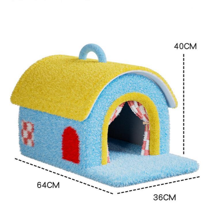 Dailypets Portable Balcony Cat House – Cozy Plush Indoor Hideaway for Cats