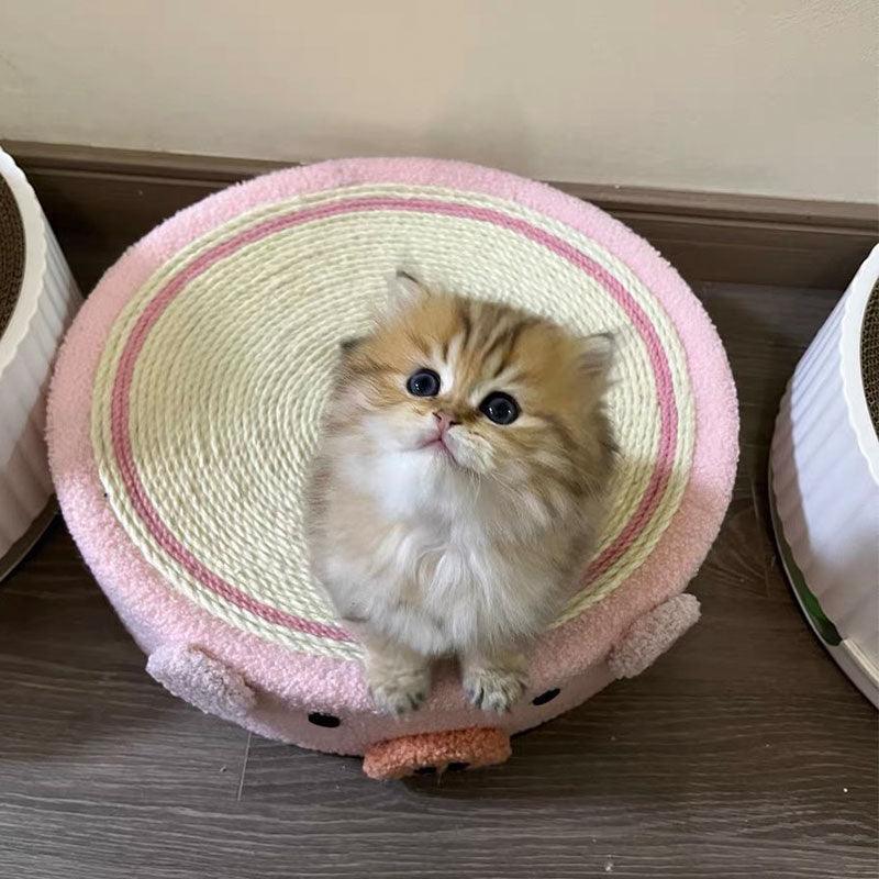 Dailypets Cartoon Pig Cat Scratcher and Bowl-Shaped Lounger with High-Density Sisal Surface