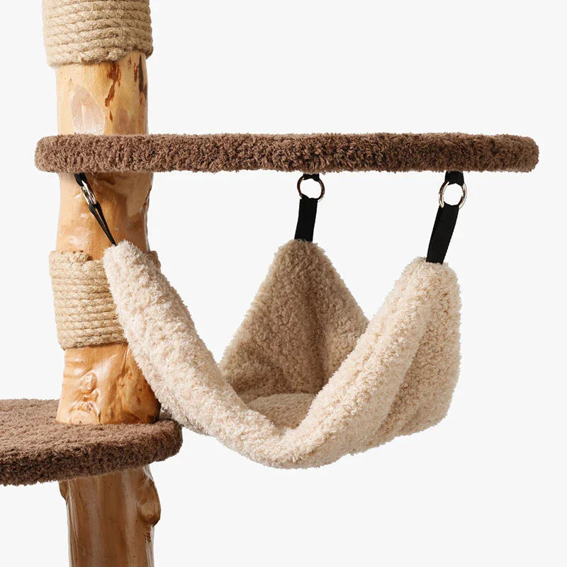 Dailypets Solid Wood Mushroom Cat Tree with Multi-Level Platforms and Sisal Scratching Posts