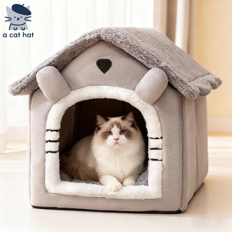 Dailypets Plush Rabbit Cat Cave Bed with Cozy Enclosed Design for Warm Indoor Comfort