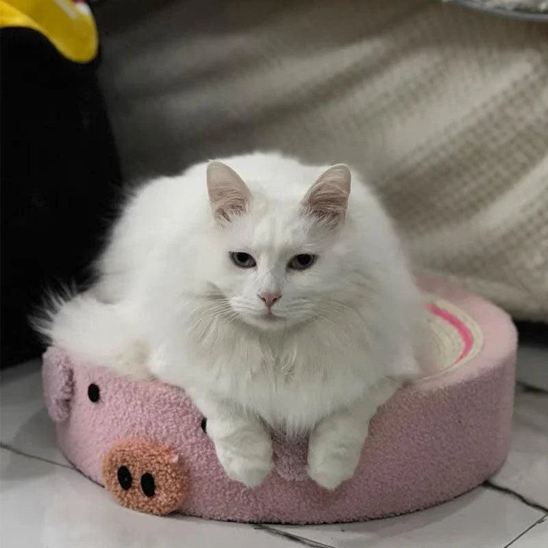 Dailypets Cartoon Pig Cat Scratcher and Bowl-Shaped Lounger with High-Density Sisal Surface