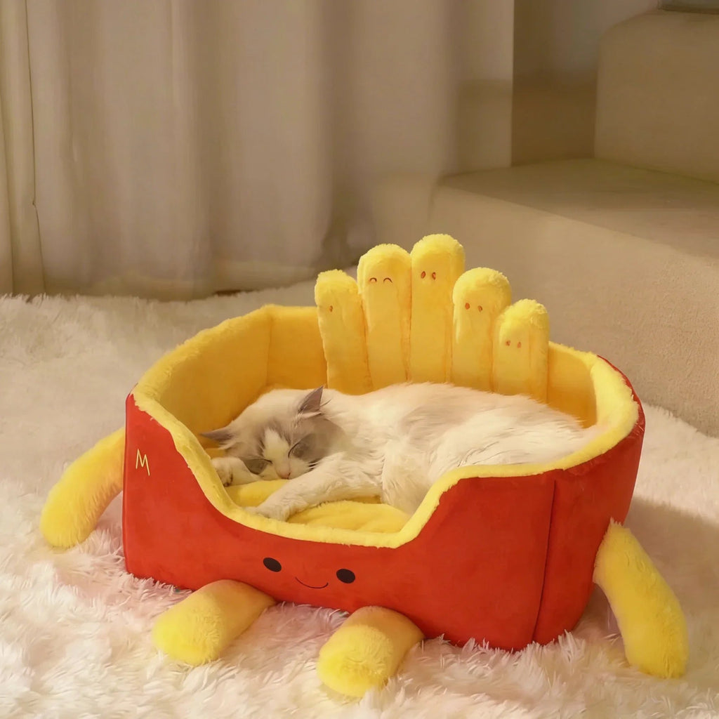 Dailypets Designer Cat Bed – French Fry Box Plush Lounge for Cats