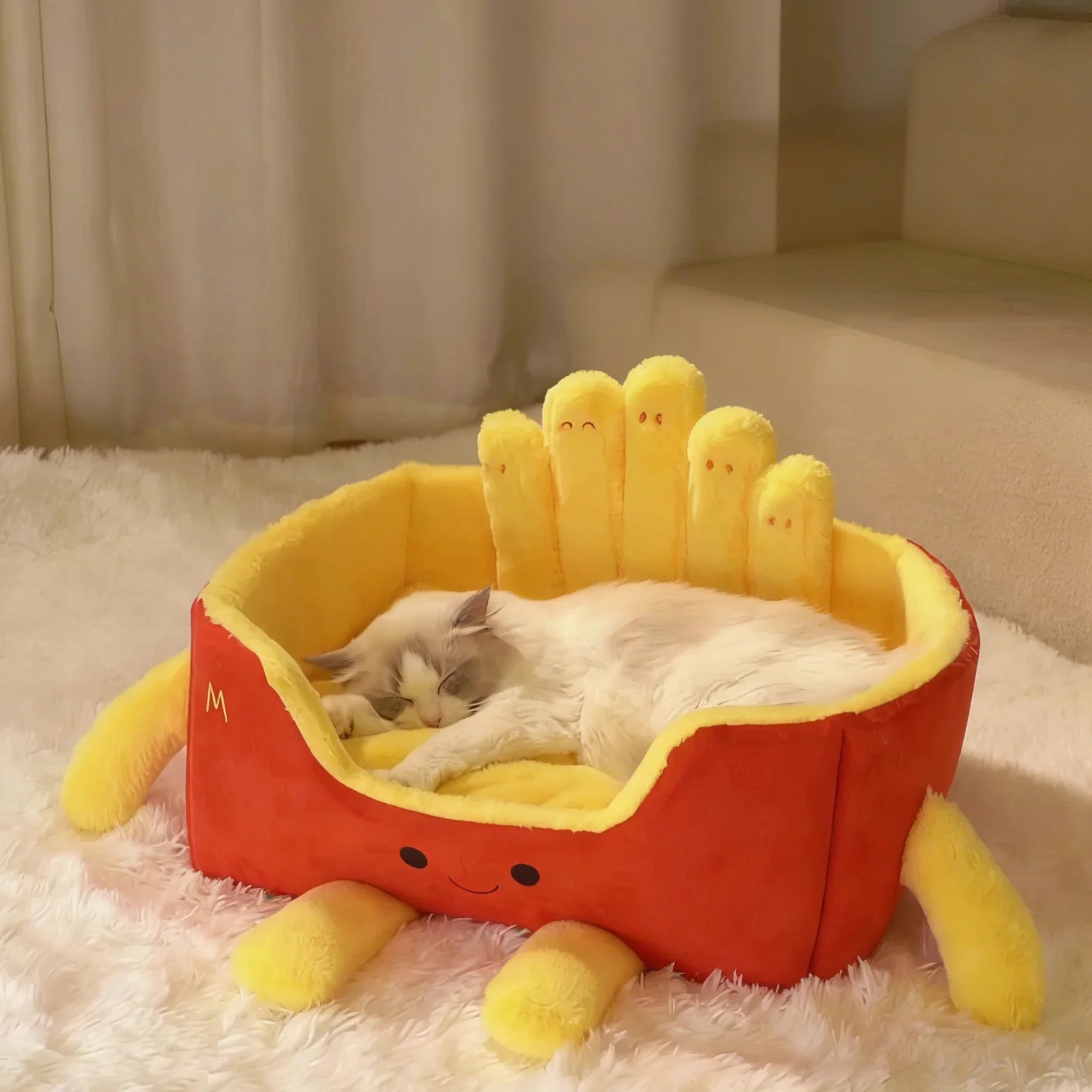 Dailypets Designer Cat Bed – French Fry Box Plush Lounge for Cats