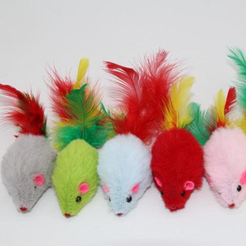 Dailypets 10pcs Cat Mice Toys, Feather Mouse Set for Indoor Cat Play