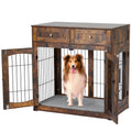 Dailypets Wooden Dog Crate Furniture with Cushion and 2 Storage Drawers