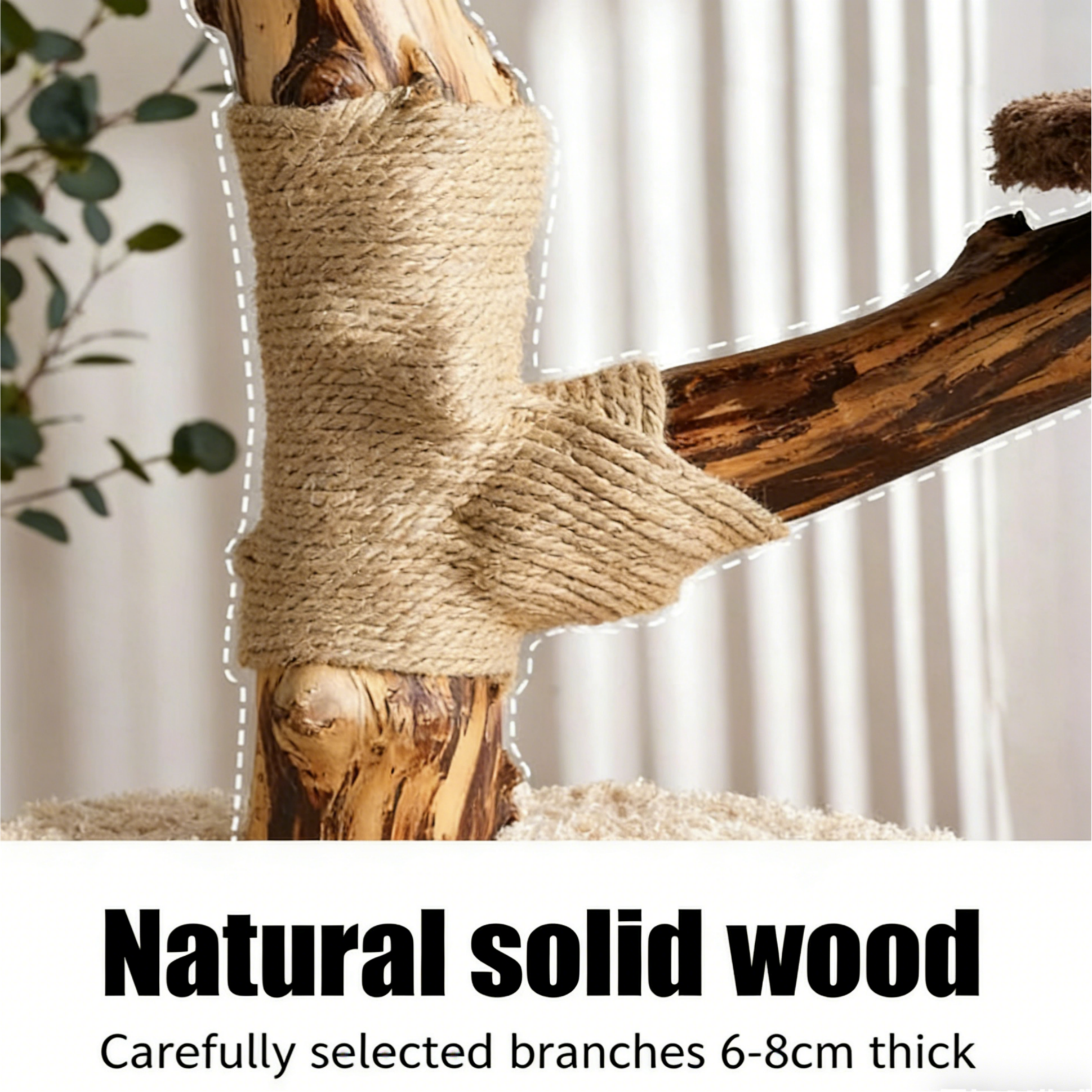 Dailypets Solid Wood Mushroom Cat Tree with Multi-Level Platforms and Sisal Scratching Posts
