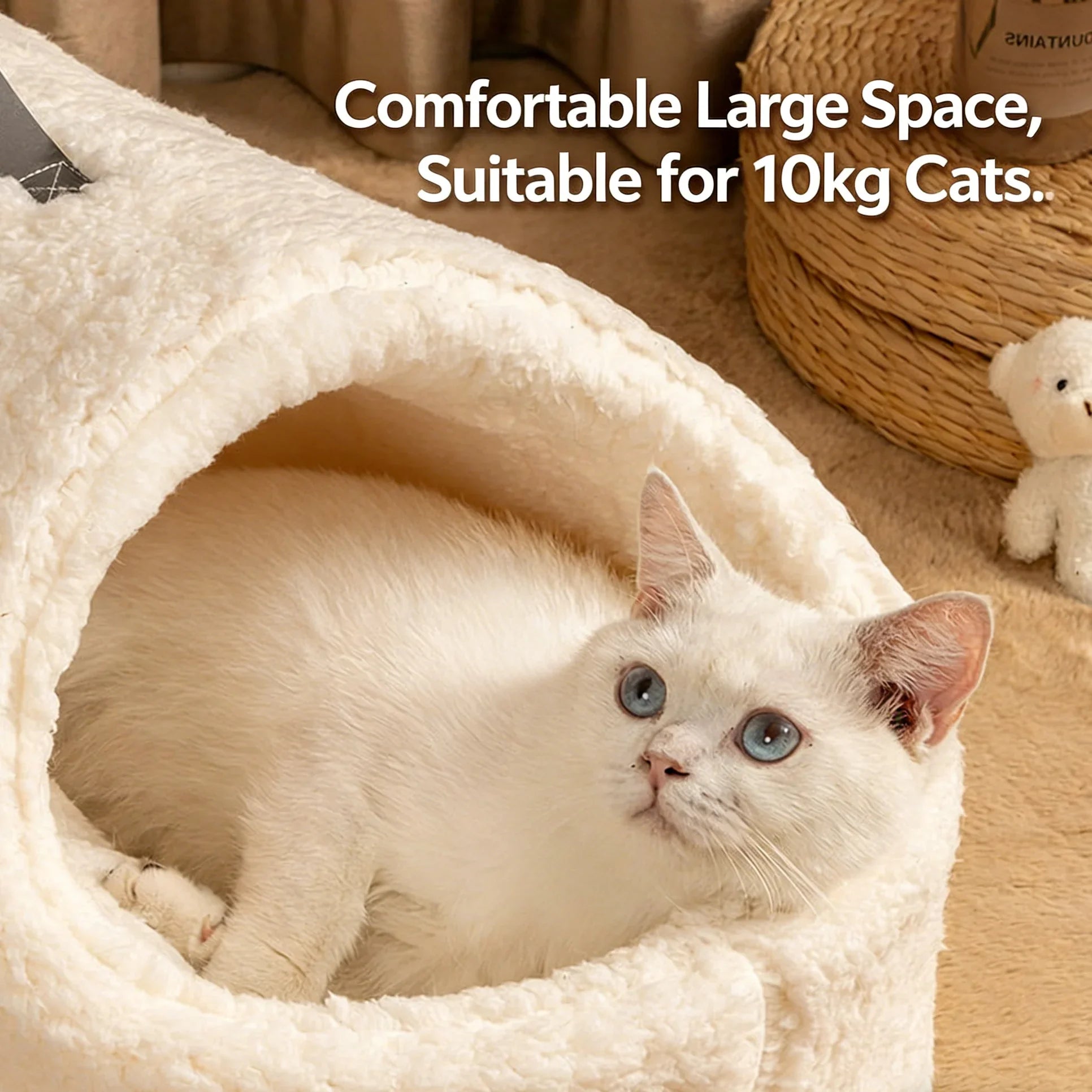 Dailypets Cloud Fleece Cat Bed with Cozy Slipper-Inspired Design for Warm Indoor Comfort