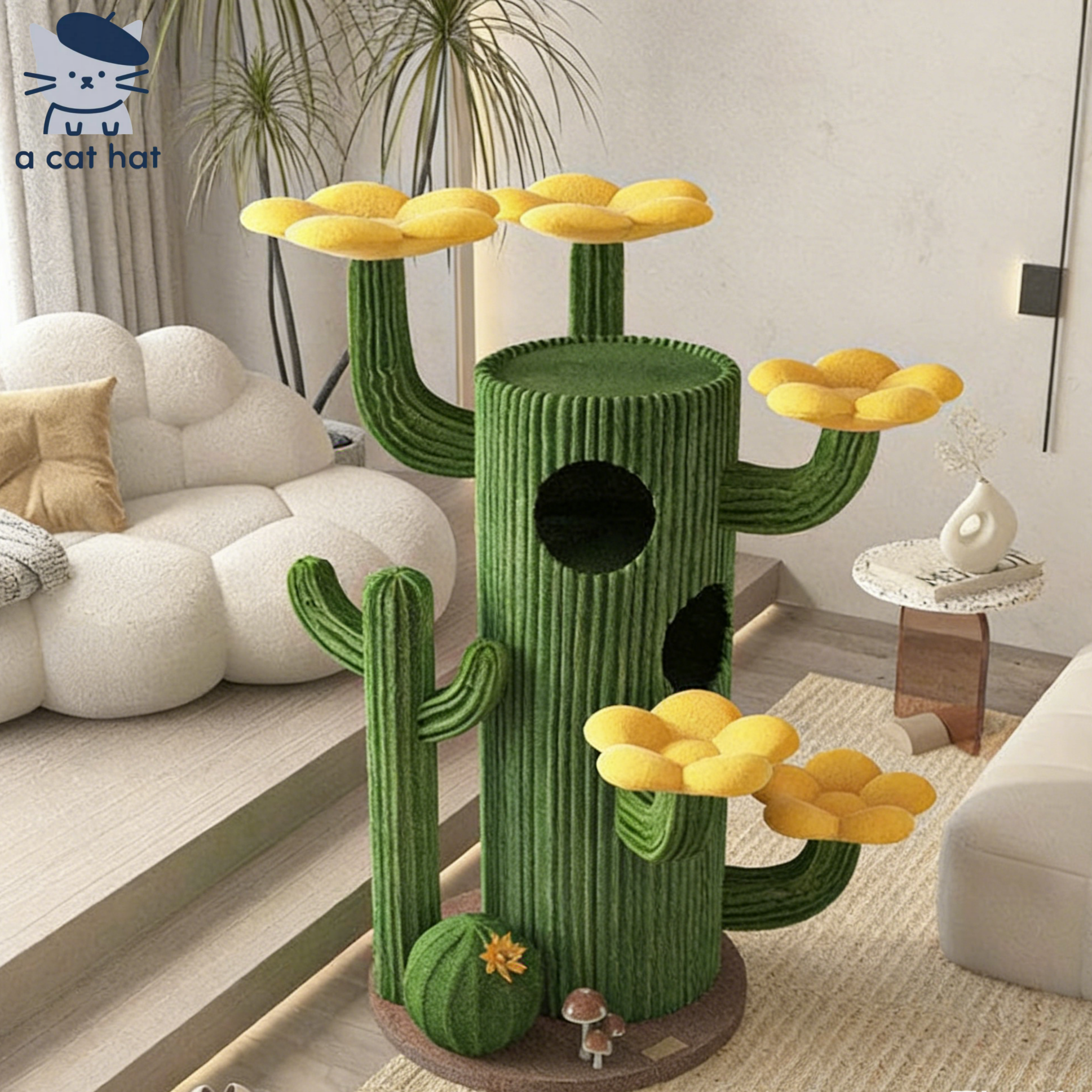 Dailypets Desert Bloom Cactus Cat Tree with Multi-Level Condos and Sisal Scratching Posts