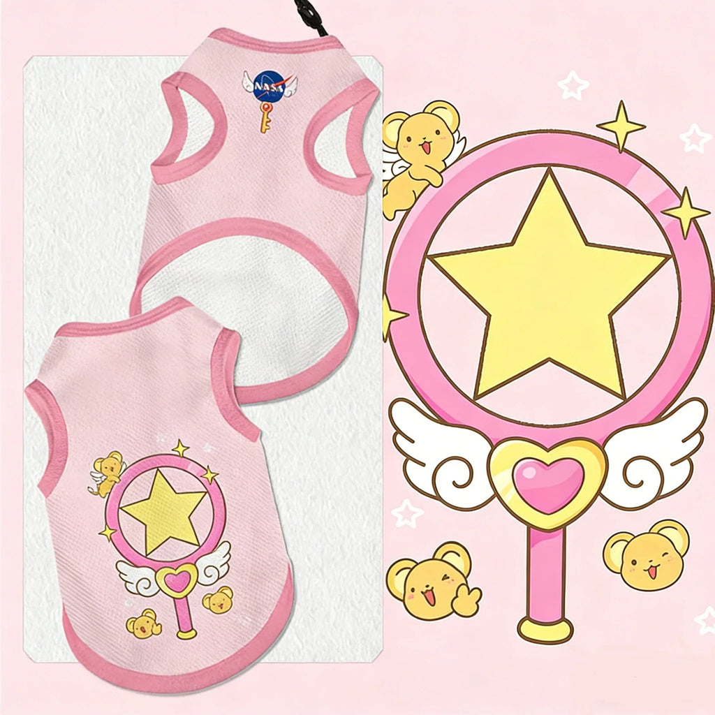 Dailypets Soft Cat Vest with Magical Character-Inspired Print for All Seasons