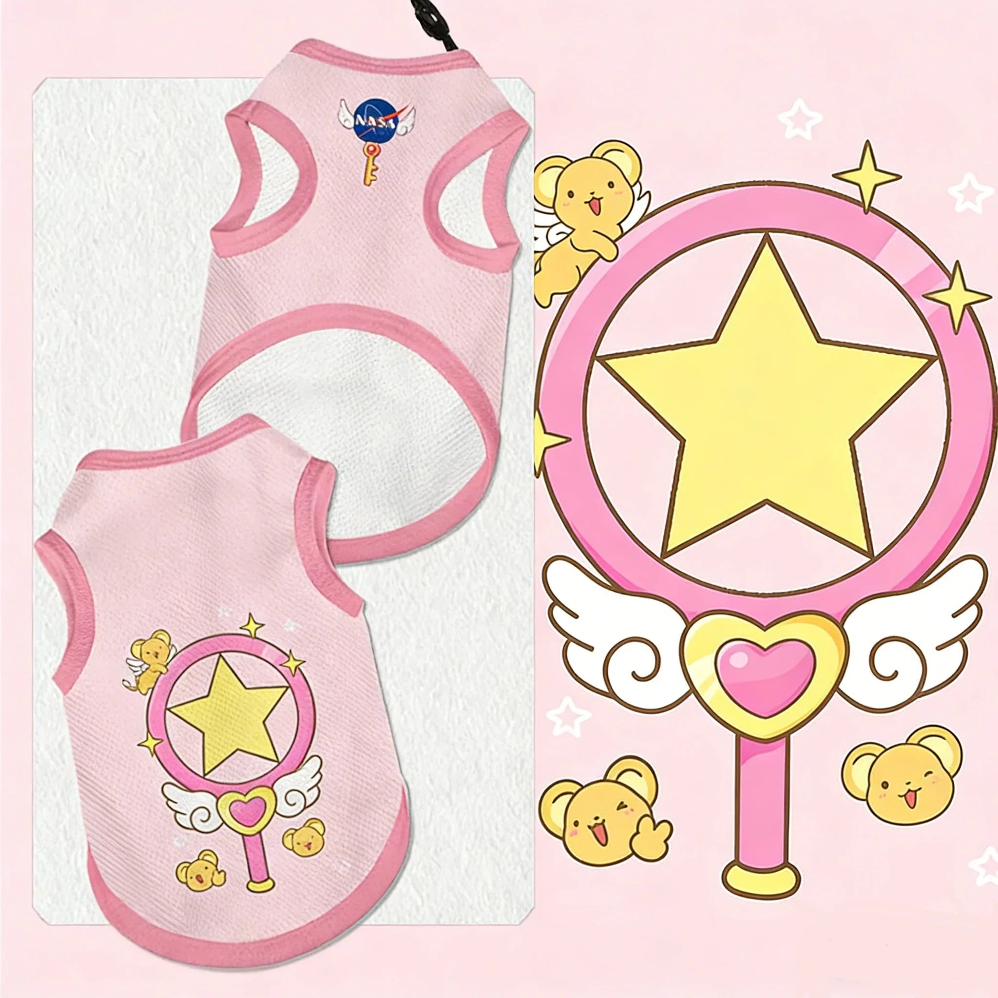 Dailypets Soft Cat Vest with Magical Character-Inspired Print for All Seasons