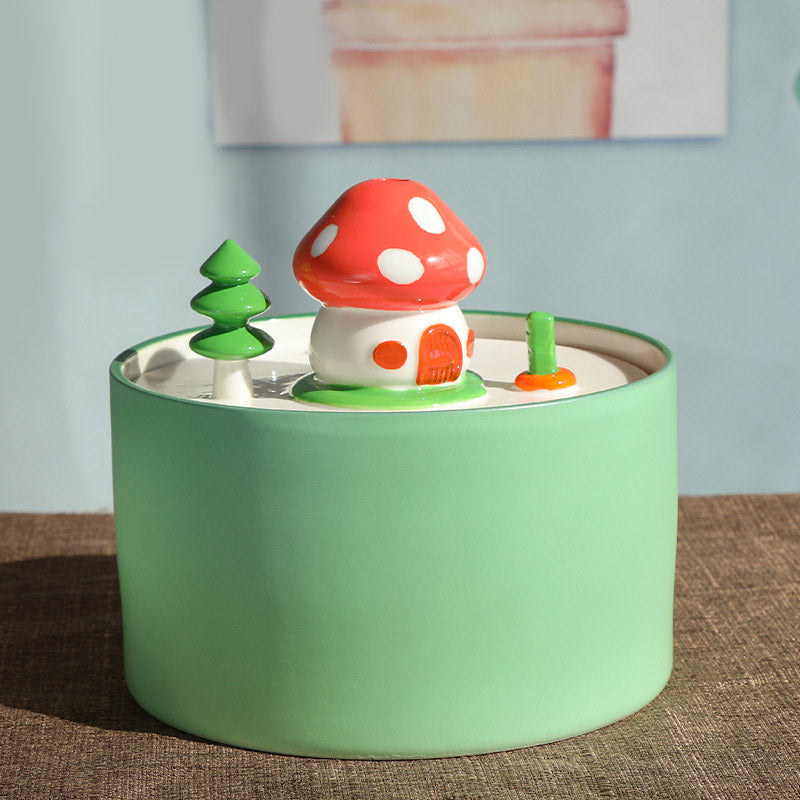 Dailypets Ceramic Pet Water Fountain with Mushroom House Design 51oz