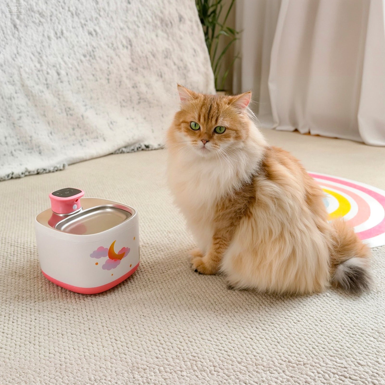 Dailypets Wireless Pet Water Fountain with Motion Sensor and Stainless Steel Tray