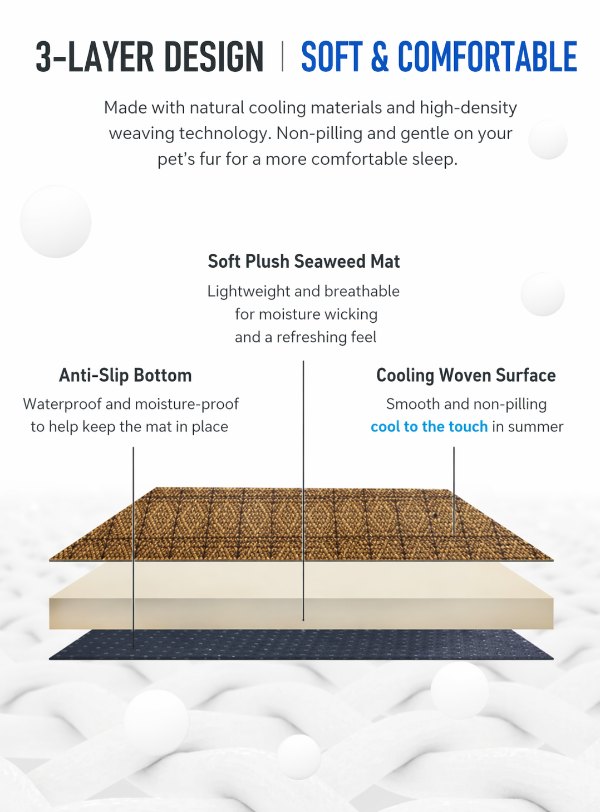Dailypets Summer Cooling Rattan Pet Mat with Bolster Pillow for Cats
