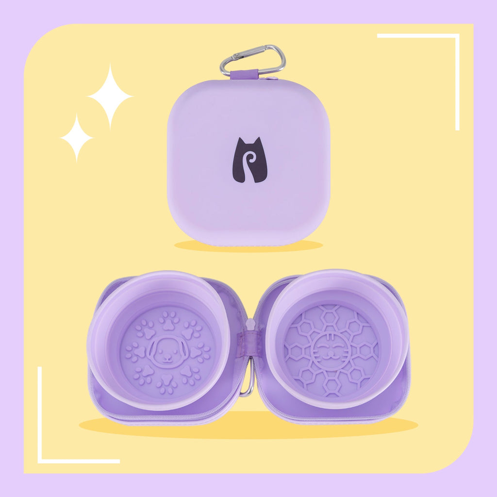Dailypets Portable Cat Bowl Set for Outdoor Feeding