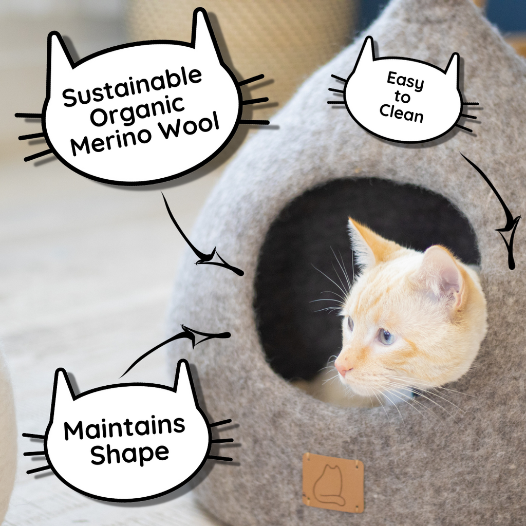 Dailypets Felted Wool Cat Hideaway with Kitty Face Design