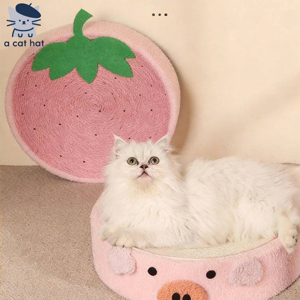Dailypets Cartoon Pig Cat Scratcher and Bowl-Shaped Lounger with High-Density Sisal Surface