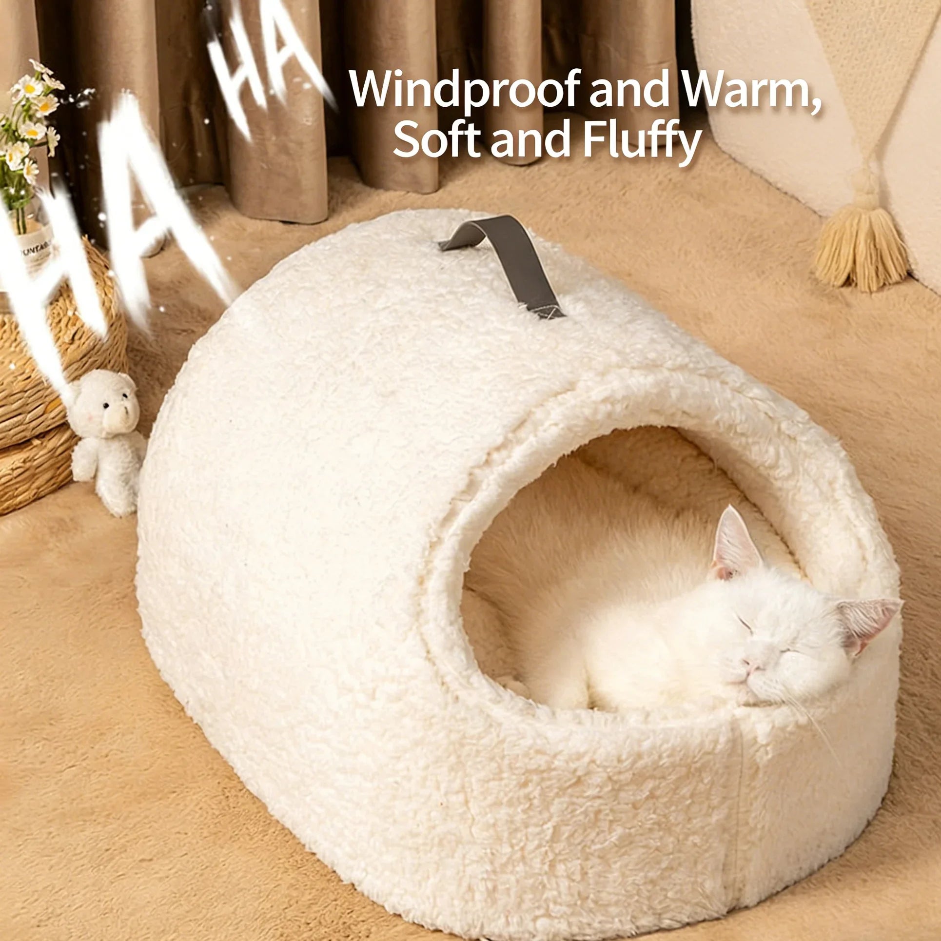Dailypets Cloud Fleece Cat Bed with Cozy Slipper-Inspired Design for Warm Indoor Comfort