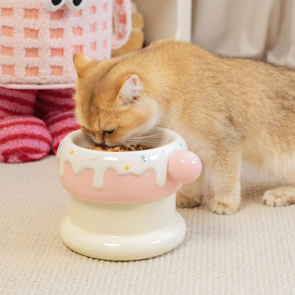 Dailypets Cute Ceramic Cat Bowl Set for Daily Meals