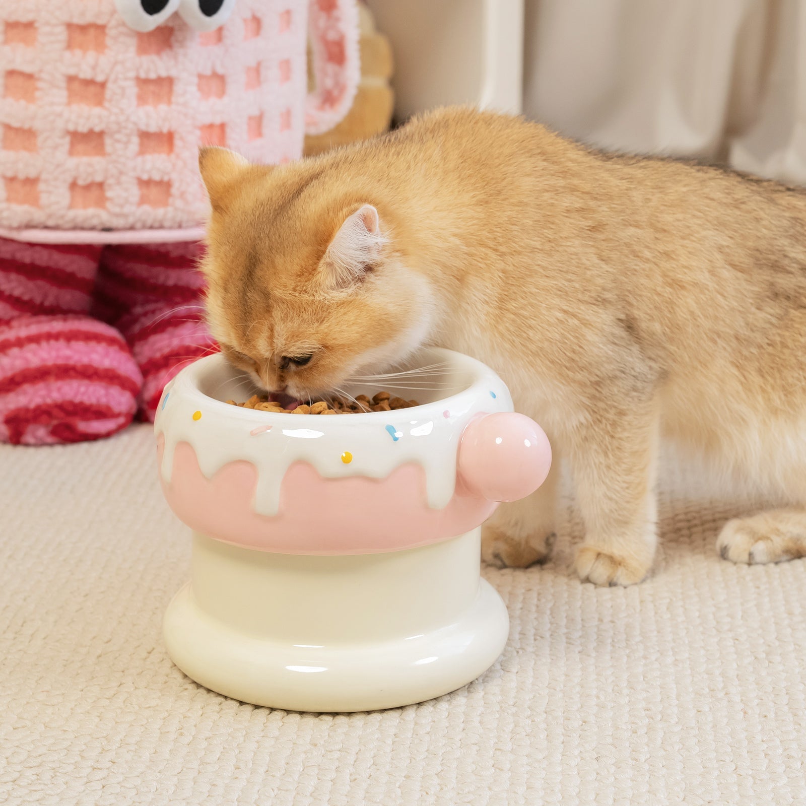 Dailypets Cute Ceramic Cat Bowl Set for Daily Meals