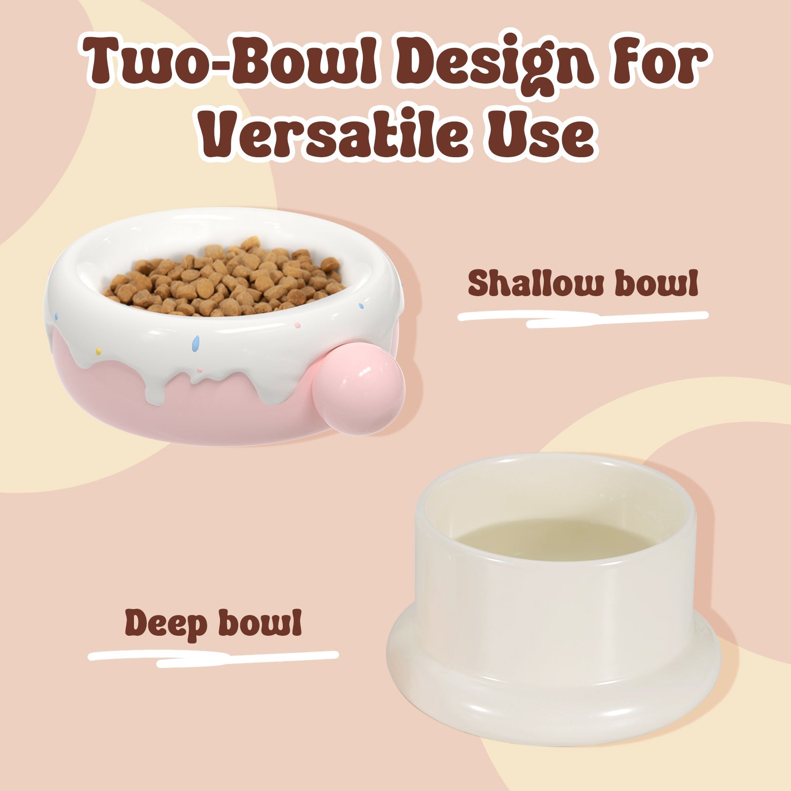 Dailypets Cute Ceramic Cat Bowl Set for Daily Meals