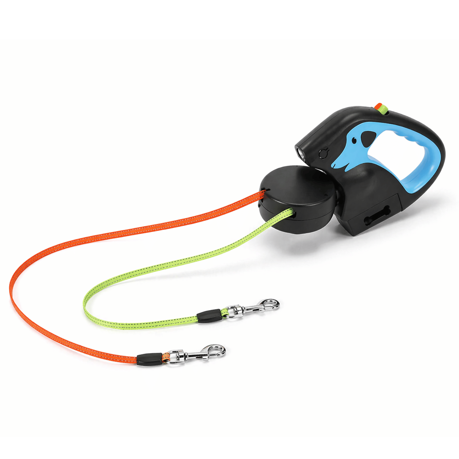 Dailypets 3-in-1 Dual Retractable Dog Leash with Flashlight & Waste Bag Holder