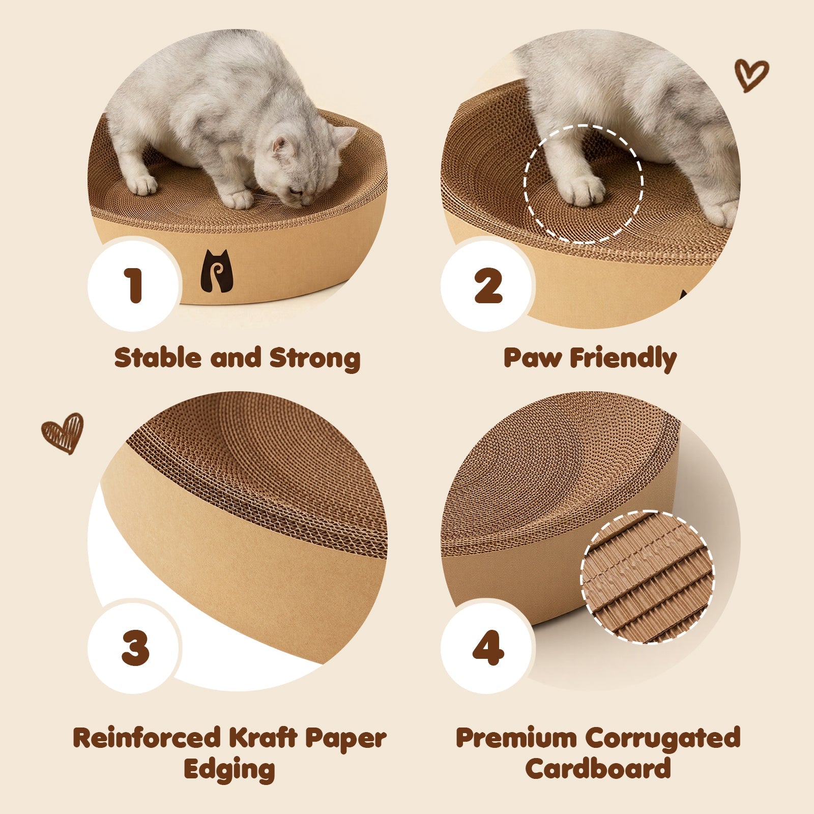 Dailypets Circular Cat Scratching Bed for Indoor Cats
