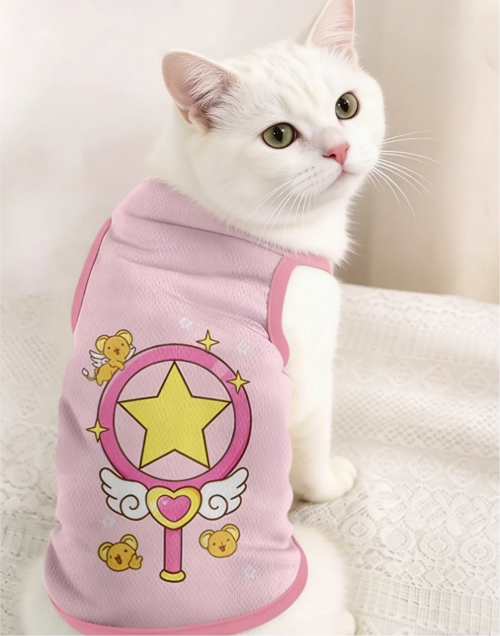 Dailypets Soft Cat Vest with Magical Character-Inspired Print for All Seasons