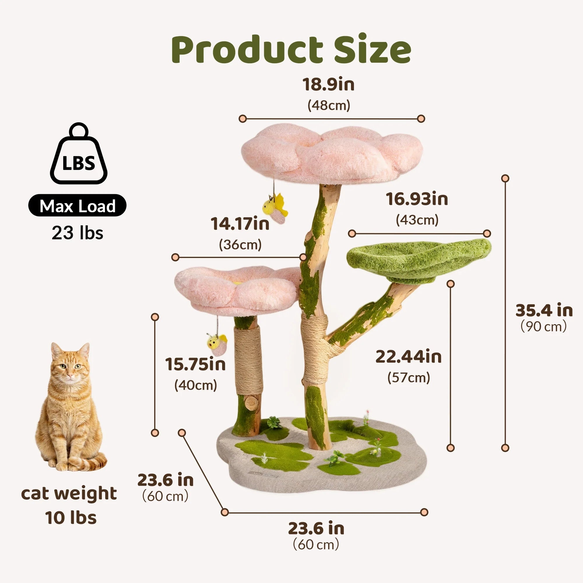 Dailypets Blossom Cat Tree with Solid Wood Posts and Sisal Scratcher