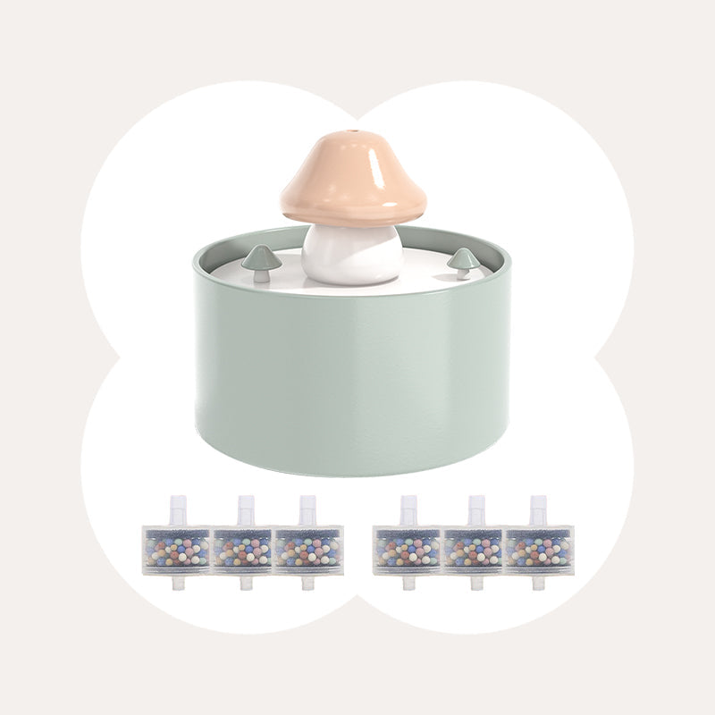 Dailypets Ceramic Cat Water Fountain with Mushroom Design and 61oz Capacity