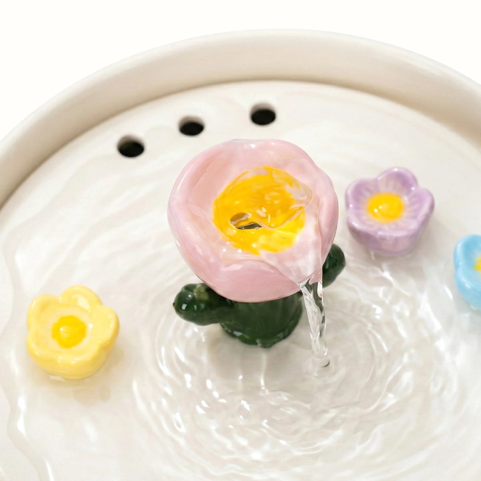 Dailypets Tulip Garden Ceramic Cat Water Fountain 42oz