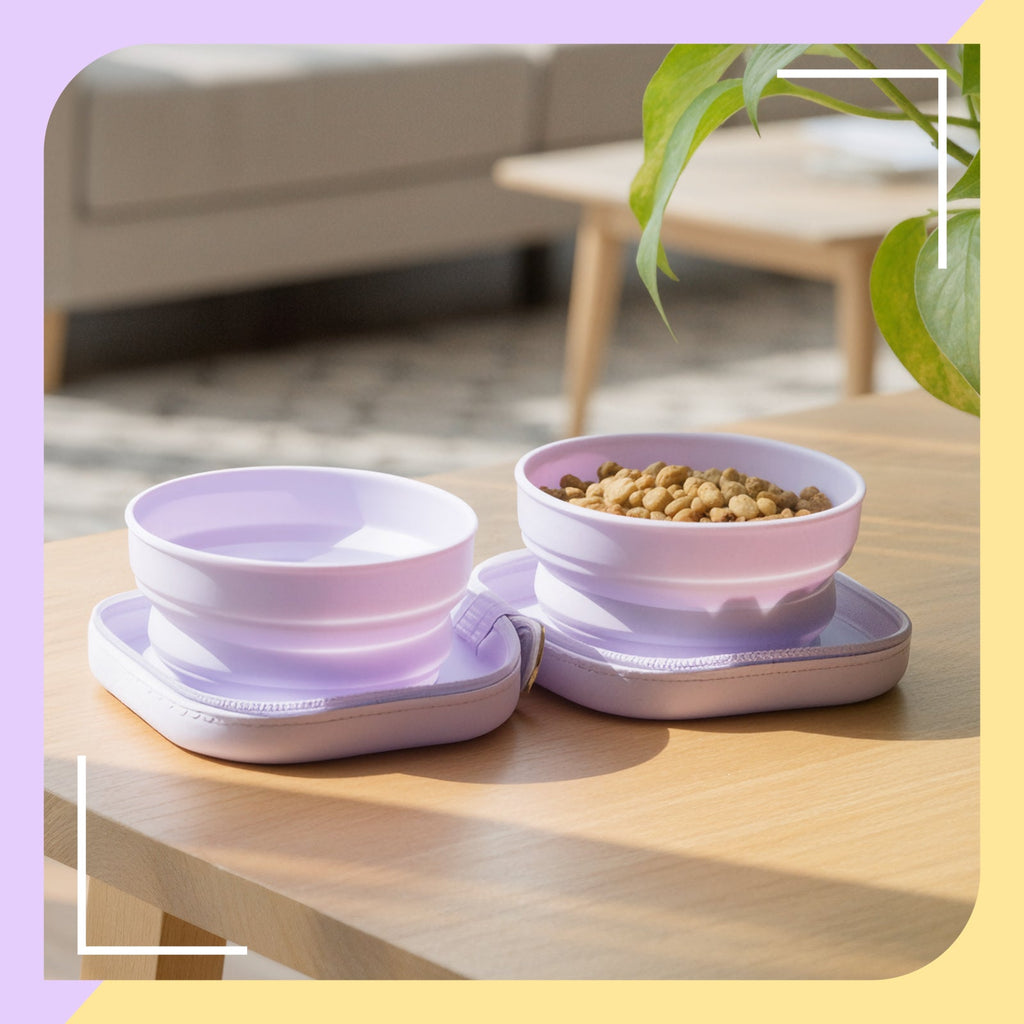Dailypets Portable Cat Bowl Set for Outdoor Feeding