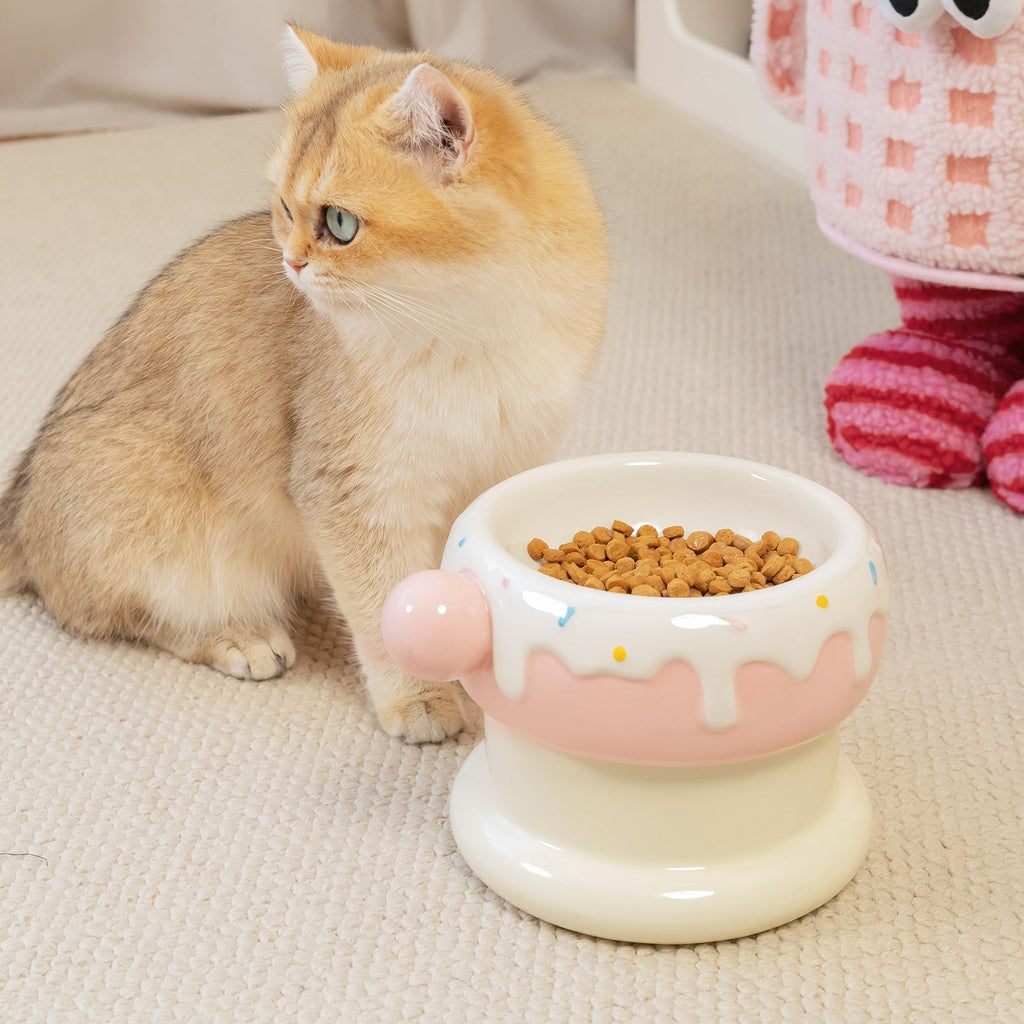 Dailypets Cute Ceramic Cat Bowl Set for Daily Meals