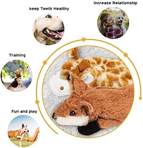 Dailypets 5 Pack Plush Dog Toys with Crinkle Fabric and Dual Squeakers for All Dogs