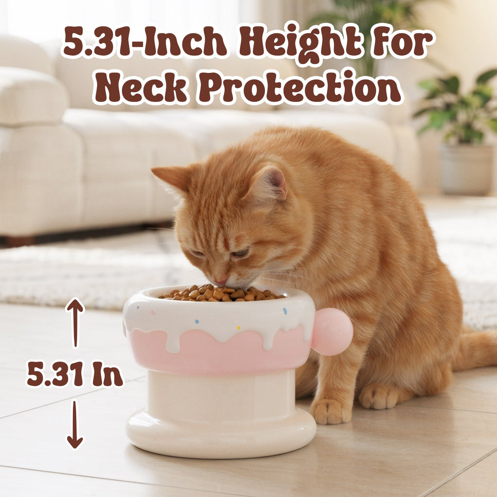 Dailypets Cute Ceramic Cat Bowl Set for Daily Meals