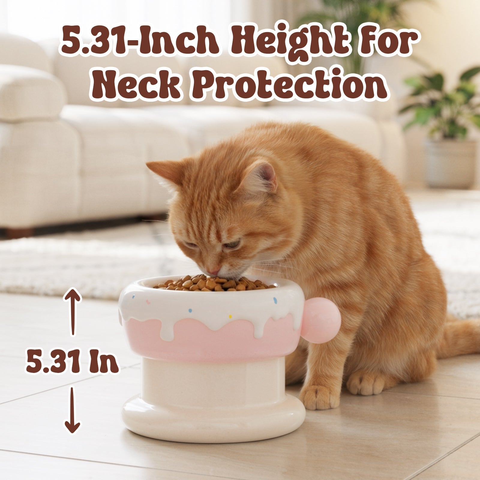 Dailypets Cute Ceramic Cat Bowl Set for Daily Meals