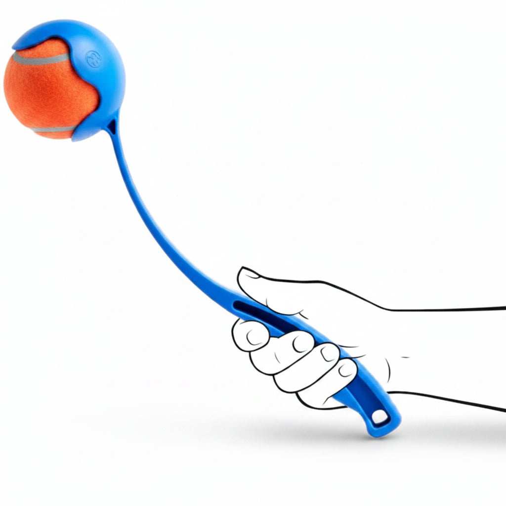 Dailypets Interactive Dog Ball Launcher with 12 Inch Handle and Medium Fetch Ball