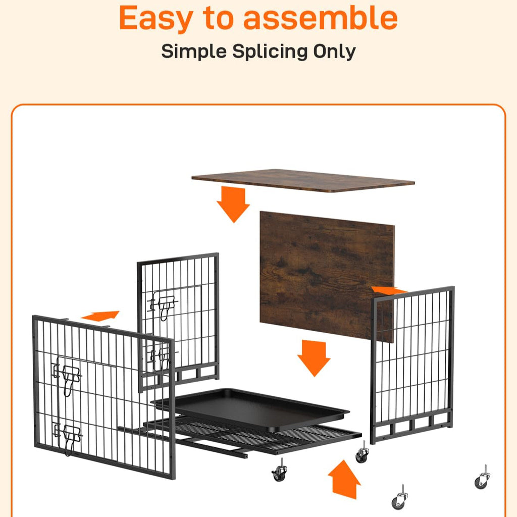 Dailypets 38.6-Inch Wooden Dog Crate End Table with Pull-Out Tray