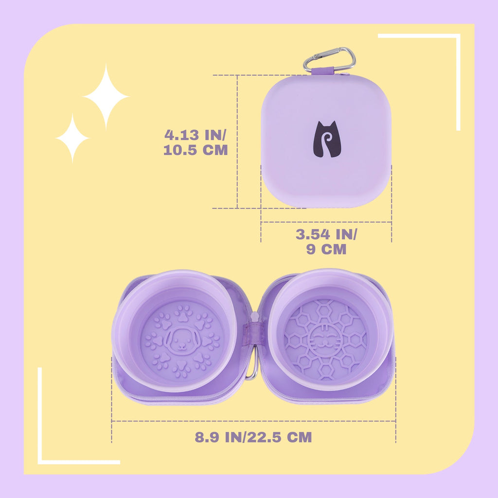 Dailypets Portable Cat Bowl Set for Outdoor Feeding