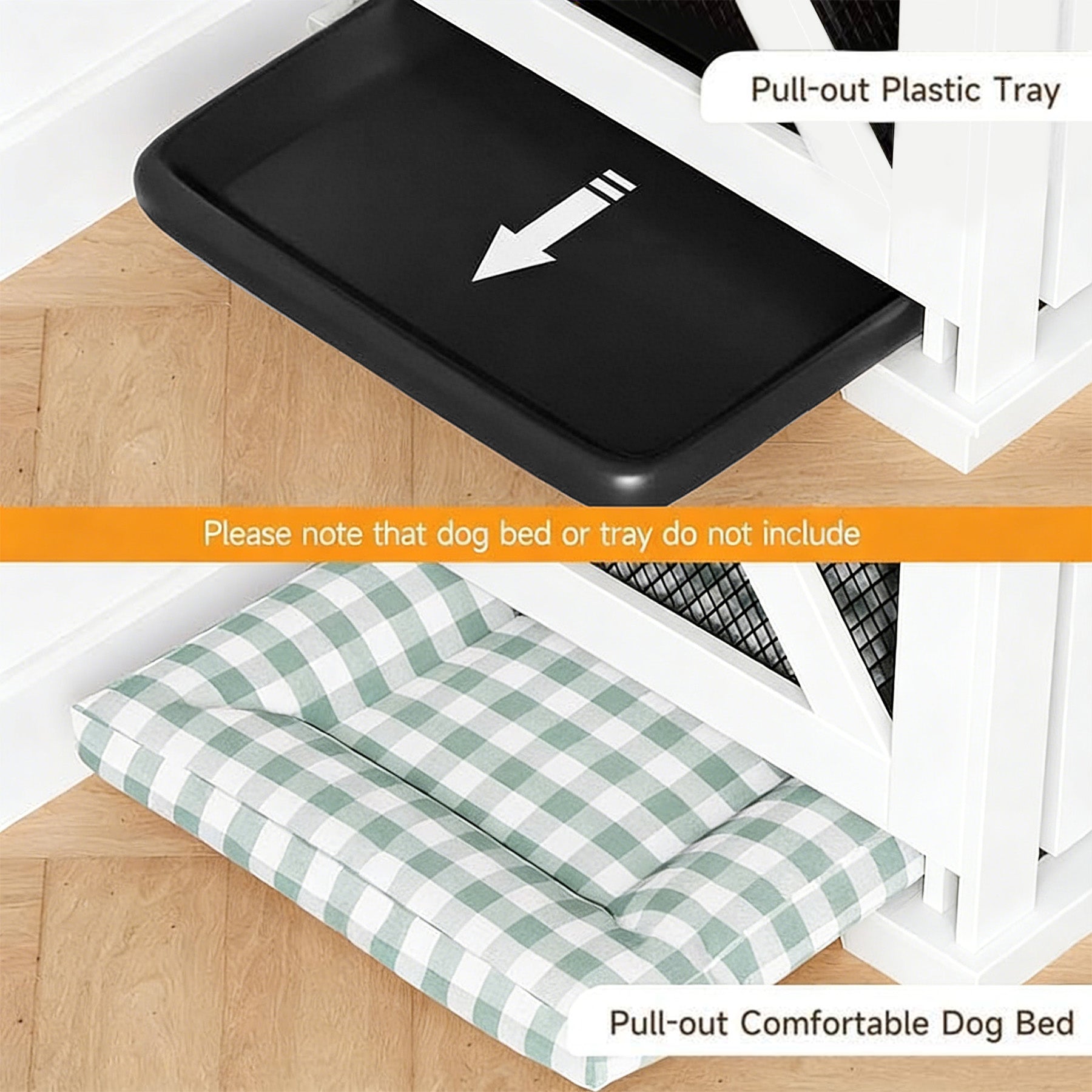 Dailypets 71-Inch Double Dog Crate Furniture with Storage Shelves and Divider