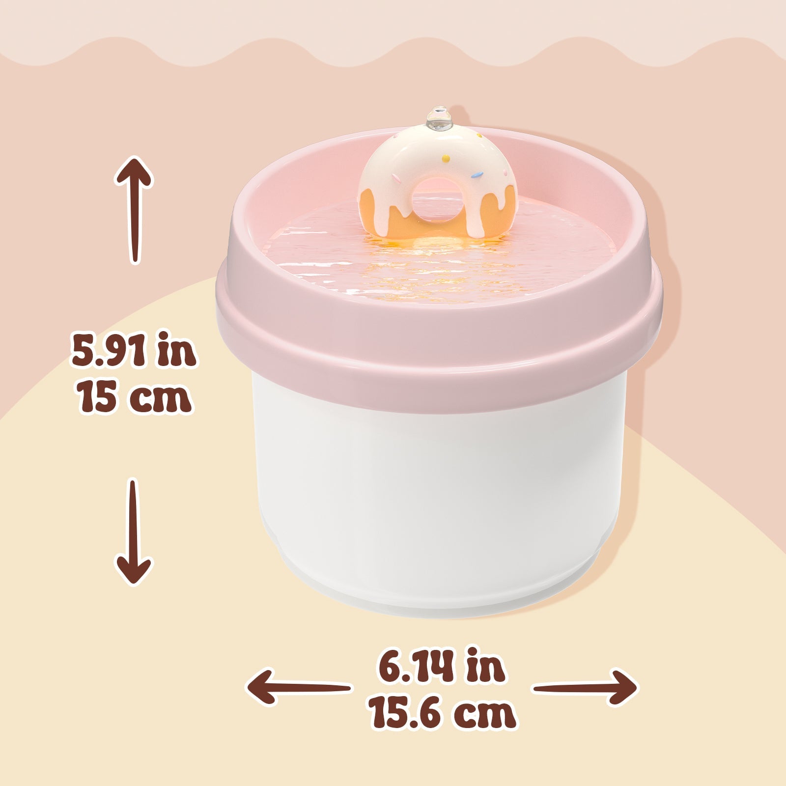 Dailypets Donut Style Ceramic Cat Water Fountain 42oz with Automatic Filtration