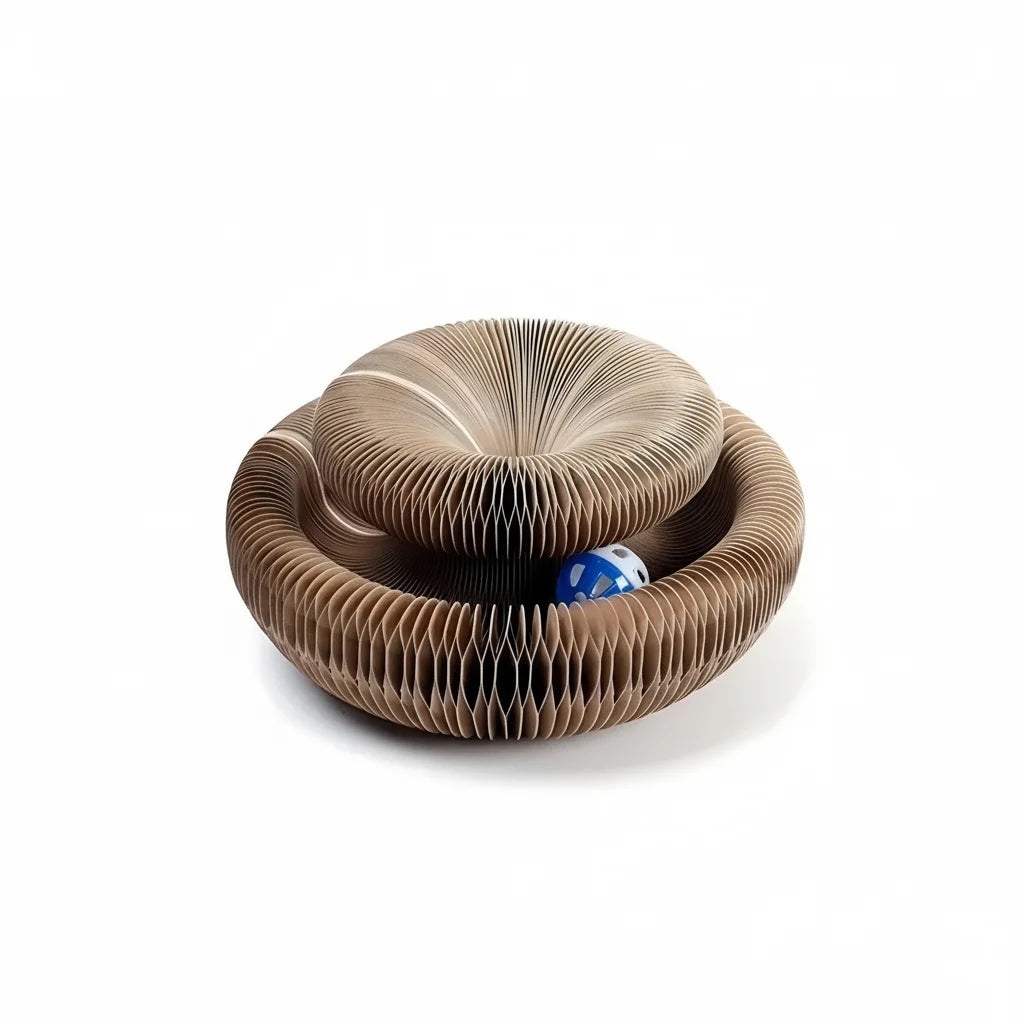 Dailypets Round Cardboard Scratcher for Pets with Rolling Ball Track and Resting Area
