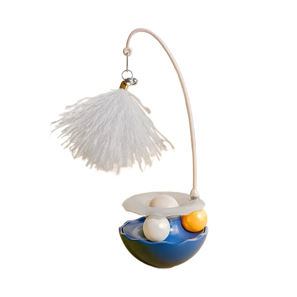 Dailypets Interactive Wobble Toy for Pets with Rotating Track and Feather Play Design