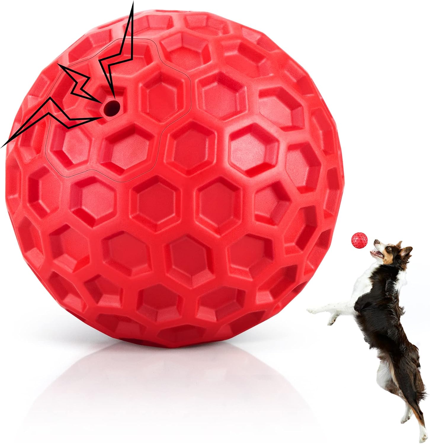 Dailypets Squeaky Dog Chew Ball with Treat Dispensing Texture for Large Breed Dogs