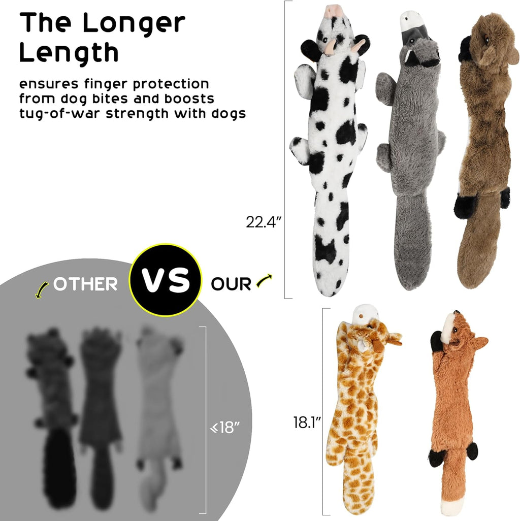 Dailypets 5 Pack Plush Dog Toys with Crinkle Fabric and Dual Squeakers for All Dogs
